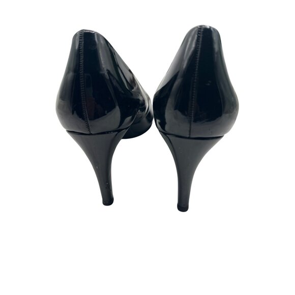 Bandolino Size 10M Business Casual Black Patent Leather Peep Toe Heels - Picture 5 of 12